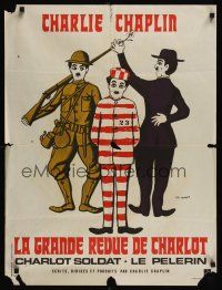 7w419 CHAPLIN REVUE French 23x32 R73 Charlie comedy compilation, great artwork by Leo Kouper!