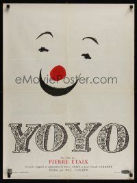 7w465 YO YO French 23x32 '65 Pierre Etaix, really cool smiling circus clown face art!
