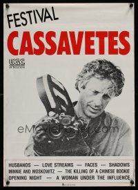7w477 FESTIVAL CASSAVETES Belgian 15x21 '80s great close up of John Cassavetes with movie camera!