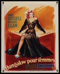7w495 REVOLT OF MAMIE STOVER French 15x21 '56 great Grinsson artwork of super sexy Jane Russell!