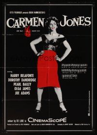7w076 CARMEN JONES German/English R80s great full-length artwork of sexy Dorothy Dandridge!