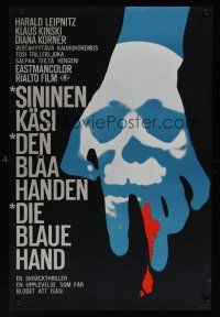 7w073 CREATURE WITH THE BLUE HAND Finnish '67 Klaus Kinski, cool horror artwork!
