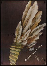 7w087 ABOUT FAME & GRASS Polish 27x38 '86 Marian Nowinski art of feathers & stairs!