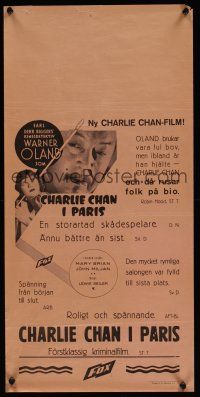 7w058 CHARLIE CHAN IN PARIS Swedish stolpe '35 Asian Warner Oland, Mary Brian!