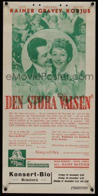 7w061 GREAT WALTZ Swedish stolpe '38 Luise Rainer, Fernand Gravet, Miliza Korjus, Julien Duvivier!