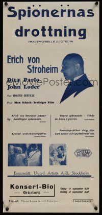 7w068 UNDER SECRET ORDERS Swedish stolpe '37 Erich von Stroheim, sinister spy ring!