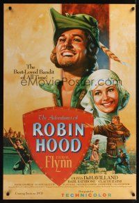 7x025 ADVENTURES OF ROBIN HOOD video advance 1sh R03 Errol Flynn as Robin Hood, Olivia De Havilland