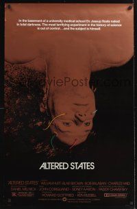 7x032 ALTERED STATES foil 1sh '80 William Hurt, Paddy Chayefsky, Ken Russell, sci-fi horror!
