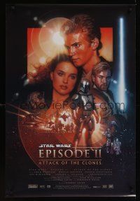 7x044 ATTACK OF THE CLONES style B 1sh '02 Star Wars Episode II, Christensen & Natalie Portman!
