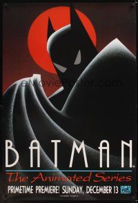 7x069 BATMAN: THE ANIMATED SERIES TV advance 1sh '92 DC Comics, cool artwork of the caped crusader!