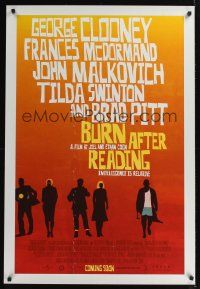 7x126 BURN AFTER READING advance DS 1sh '08 Joel & Ethan Coen, intelligence is relative!