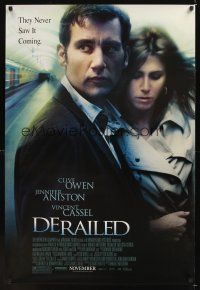 7x187 DERAILED advance 1sh '05 close-up of Clive Owen, Jennifer Aniston!