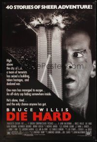 7x191 DIE HARD 1sh '88 cop Bruce Willis is up against twelve terrorists, crime classic!