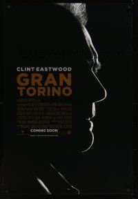 7x279 GRAN TORINO advance DS 1sh '08 cool shadowy profile of Clint Eastwood!