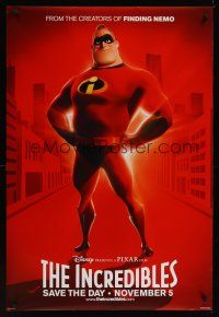7x332 INCREDIBLES Mr. Incredible style advance DS 1sh '04 Disney/Pixar animated superhero family!