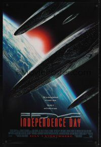 7x336 INDEPENDENCE DAY style B advance DS 1sh '96 image of enormous alien ships over Earth!