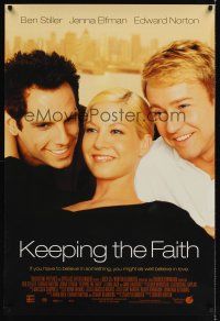7x378 KEEPING THE FAITH int'l DS 1sh '00 Ben Stiller, Edward Norton, pretty Jenna Elfman!
