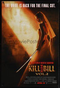 7x382 KILL BILL: VOL. 2 advance 1sh '04 bride Uma Thurman with katana, Quentin Tarantino!