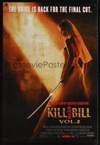 7x383 KILL BILL: VOL. 2 advance DS 1sh '04 bride Uma Thurman with katana, Quentin Tarantino!