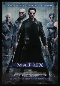 7x444 MATRIX advance DS 1sh '99 Keanu Reeves, Carrie-Anne Moss, Laurence Fishburne, Wachowski Bros!