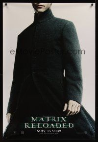 7x447 MATRIX RELOADED teaser 1sh '03 cool image of Keanu Reeves!