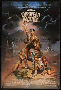 7x475 NATIONAL LAMPOON'S EUROPEAN VACATION 1sh '85 Boris Vallejo art with strongman Chevy Chase!