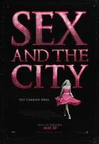 7x564 SEX & THE CITY teaser DS 1sh '08 image of Sarah Jessica Parker in pink dress!