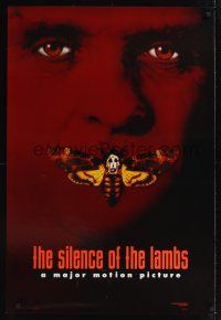 7x582 SILENCE OF THE LAMBS style B teaser DS 1sh '90 creepy Anthony Hopkins with moth over mouth!