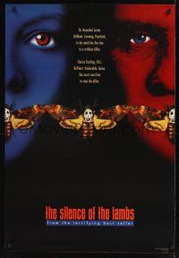 7x583 SILENCE OF THE LAMBS style C teaser 1sh '90 Jodie Foster & Anthony Hopkins w/moth over mouth!