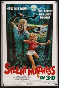 7x584 SILENT MADNESS 1sh '84 3D psycho, cool horror art, the terror has just begun!