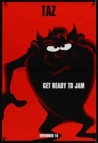 7x599 SPACE JAM teaser DS 1sh '96 Tazmanian Devil, get ready to jam!