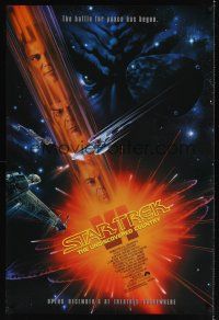 7x613 STAR TREK VI advance 1sh '91 William Shatner, Leonard Nimoy, cool art by John Alvin!
