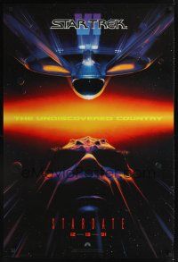 7x614 STAR TREK VI teaser 1sh '91 William Shatner, Leonard Nimoy, cool art by John Alvin!