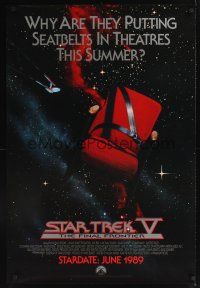 7x612 STAR TREK V advance 1sh '89 The Final Frontier, theater chair with seatbelt in space!