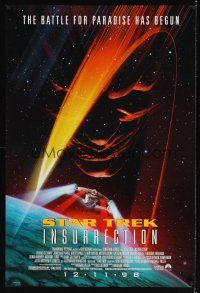 7x615 STAR TREK: INSURRECTION advance DS 1sh '98 Patrick Stewart as Capt Jean-Luc Picard, cool art!