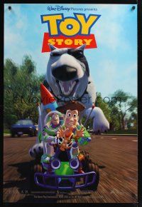 7x665 TOY STORY int'l 1sh '95 Disney & Pixar, Buzz & Woody race away from dog!