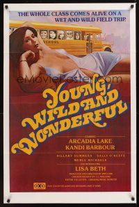 7x747 YOUNG, WILD & WONDERFUL 1sh '81 great sexy artwork, a wet & wild field trip!