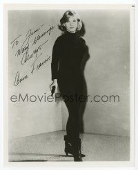 7y040 ANNE FRANCIS signed 8x10 REPRO still '80s sexy full-length portrait in all black holding gun!