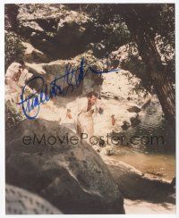 7y044 CHARLTON HESTON signed color 8x10 REPRO still '90s in a scene from Planet of the Apes!