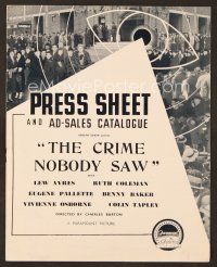 7y236 CRIME NOBODY SAW English pressbook '37 Lew Ayres as writer who must solve a murder mystery!