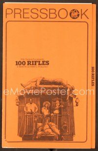 7y246 100 RIFLES pressbook '69 Jim Brown, sexy Raquel Welch & Burt Reynolds on back of train!