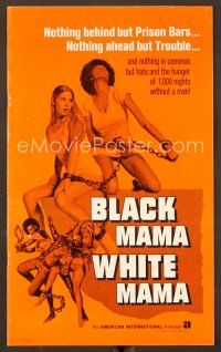 7y254 BLACK MAMA WHITE MAMA pressbook '72 classic sexy art of two barely dressed chicks w/chains!
