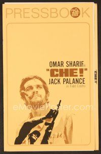 7y256 CHE pressbook '69 art of Omar Sharif as Guevara, Jack Palance as Fidel Castro!