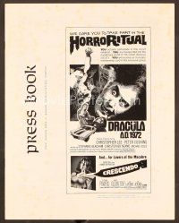 7y271 DRACULA A.D. 1972/CRESCENDO pressbook '72 Hammer double-bill, Horroritual!!