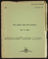 7y090 AGONY & THE ECSTASY second draft script May 3, 1963, Carol Reed, screenplay by Philip Dunne!