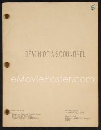 7y095 DEATH OF A SCOUNDREL second revised draft script Dec 29, 1955, screenplay by Charles Martin!