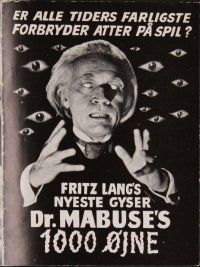 7y137 1000 EYES OF DR MABUSE Danish program '61 Fritz Lang, sexy Dawn Addams, different images!