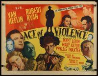 7z217 ACT OF VIOLENCE style B 1/2sh '49 Fred Zinnemann, Janet Leigh, Van Heflin & Robert Ryan!