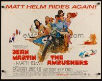 7z228 AMBUSHERS 1/2sh '67 art of Dean Martin as Matt Helm with sexy Slaygirls on motorcycle!