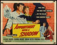 7z234 APPOINTMENT WITH A SHADOW 1/2sh '58 cool noir artwork of silhouette pointing gun at stars!